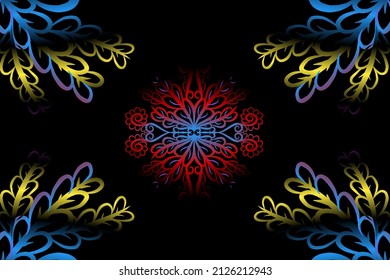 seamless colourful caleidoscope gradient flower art pattern of indonesian culture traditional tenun batik ethnic dayak ornament for wallpaper ads background sticker or clothing