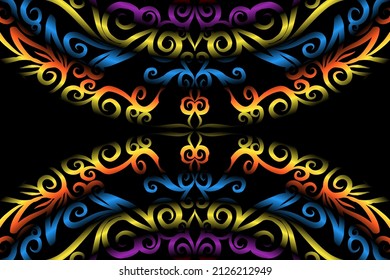 color sin fisuras caleidoscopio gradiente flor patrón de arte de la cultura indonesia tradicional tenun batik étnico dayak adorno para papel pintado anuncios pegatina de fondo o ropa