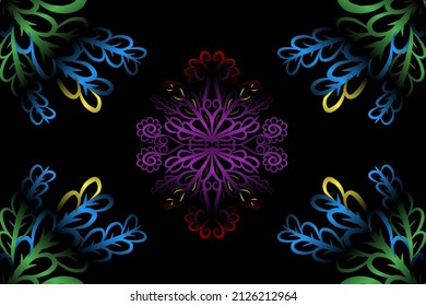 seamless colourful caleidoscope gradient flower art pattern of indonesian culture traditional tenun batik ethnic dayak ornament for wallpaper ads background sticker or clothing