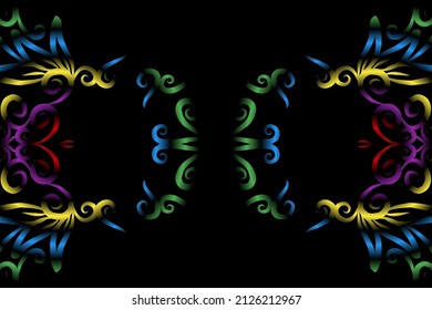 seamless colourful caleidoscope gradient flower art pattern of indonesian culture traditional tenun batik ethnic dayak ornament for wallpaper ads background sticker or clothing