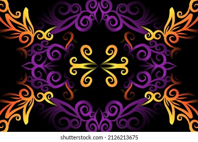 seamless colourful caleidoscope gradient flower art pattern of indonesian culture traditional tenun batik ethnic dayak ornament for wallpaper ads background sticker or clothing