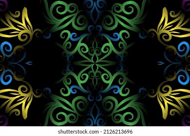 seamless colourful caleidoscope gradient flower art pattern of indonesian culture traditional tenun batik ethnic dayak ornament for wallpaper ads background sticker or clothing