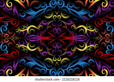 color sin fisuras caleidoscopio gradiente flor patrón de arte de la cultura indonesia tradicional tenun batik étnico dayak adorno para papel pintado anuncios pegatina de fondo o ropa