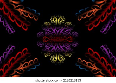 seamless colourful caleidoscope gradient flower art pattern of indonesian culture traditional tenun batik ethnic dayak ornament for wallpaper ads background sticker or clothing