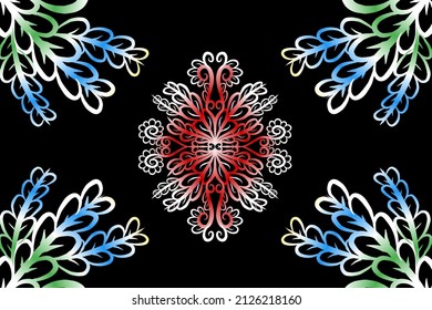 seamless colourful caleidoscope gradient flower art pattern of indonesian culture traditional tenun batik ethnic dayak ornament for wallpaper ads background sticker or clothing