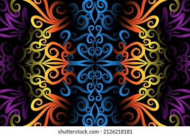 color sin fisuras caleidoscopio gradiente flor patrón de arte de la cultura indonesia tradicional tenun batik étnico dayak adorno para papel pintado anuncios pegatina de fondo o ropa