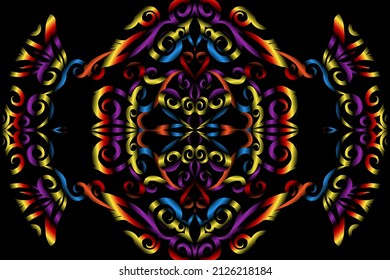 color sin fisuras caleidoscopio gradiente flor patrón de arte de la cultura indonesia tradicional tenun batik étnico dayak adorno para papel pintado anuncios pegatina de fondo o ropa