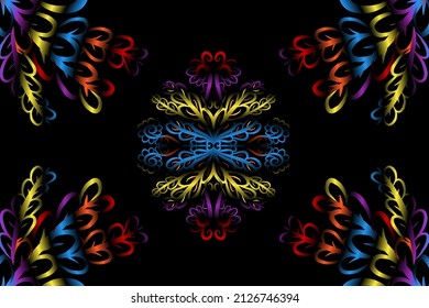 seamless colourful caleidoscope gradient flower art pattern of indonesian culture traditional tenun batik ethnic dayak ornament for wallpaper ads background sticker or clothing