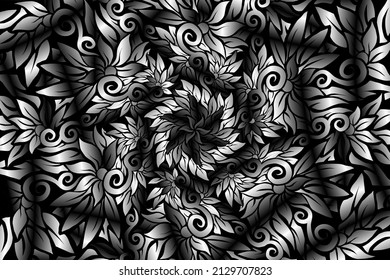 seamless colourful caleidoscope gradient flower and leaf art pattern of indonesian culture traditional tenun batik ethnic dayak ornament for wallpaper ads background 