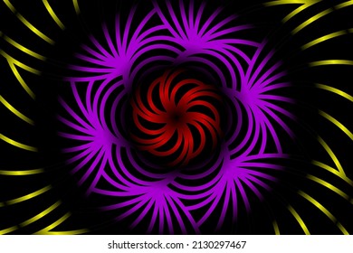 flor de gradiente caleidoscopo colorido sin fisuras y patrón de arte de hoja de la cultura indonesia tradicional tenun batik étnico dayak adorno con fondo negro 