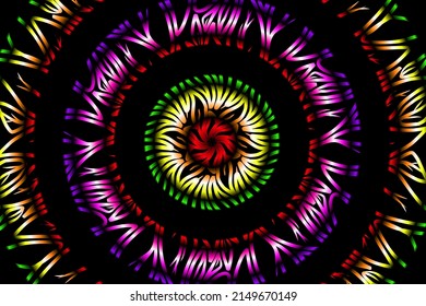 flor de gradiente caleidoscopo de color sin fisuras y patrón de arte de hoja de la cultura indonesia adorno tradicional tenun batik étnico dayak para anuncios de papel pintado fondo 
