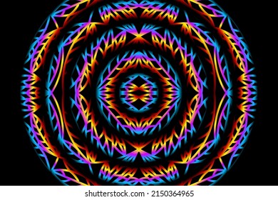 seamless colourful caleidoscope gradient flower and leaf line art pattern of indonesian culture traditional tenun batik ethnic dayak ornament for wallpaper ads background 