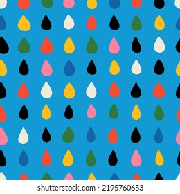 Motif harmonieux de gouttes colorées. Arrière-plan abstrait avec des formes de gribouillage dessinées à la main.
