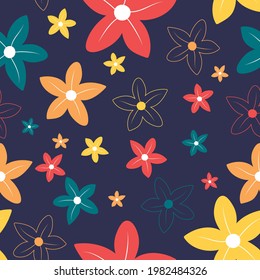 Seamless colourful flowers pattern background 