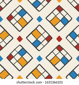 seamless colourful hand draw cubic pattern background