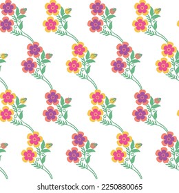 seamless colourful light colour Botanical cross flowers with white background Vector vertical pattern.simple flowers and leaves geometrical pattern.simple pattern design 