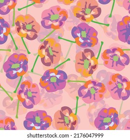 seamless colourful pattern background with doodle tiny flowers , greeting card or fabric