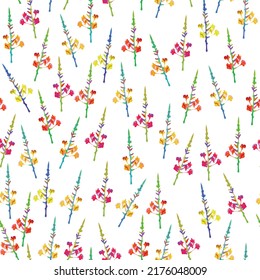 fondo de patrón colorido impecable con arbusto de flores pequeño dibujado a mano, tarjeta de saludo o tela