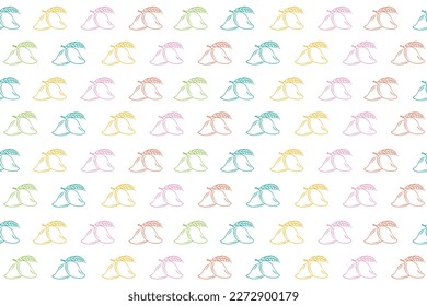 Seamless colourful pattern wallpaper with simple Mango symbol design. 