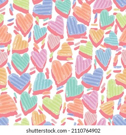 seamless  colourful valentine day pattern background with hand draw heart , valentine card