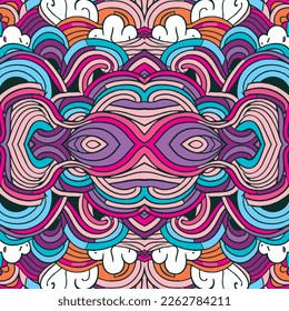 Seamless Colourful Waves Pattern. Handmade vector art.