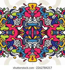 Seamless Colourful Waves Pattern. Handmade vector art.