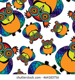 Seamless colourfull owl pattern for kids in vector