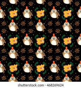 Seamless colourfull owl pattern for kids in vector