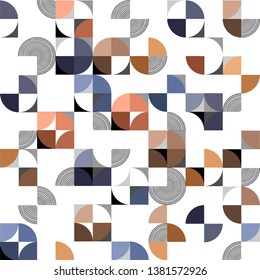 seamless colrful geometric abstract pattern with circles and lines