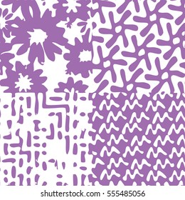 Seamless combined flat color patterns background tile