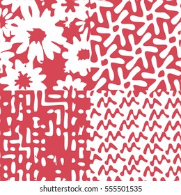 Seamless combined flat color patterns background tile
