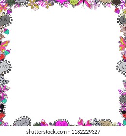 Seamless. Comic style doodle frame consists of white, gray and black border. Vector illustration.