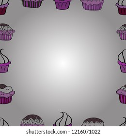Seamless. Comic style doodle frame consists of white, black and violet border. Vector illustration.