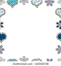 Seamless. Comic style doodle frame consists of white, gray and neutral border. Vector illustration.