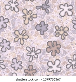 Seamless composition from chaos of convex blots and abstract elements.