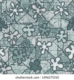 Seamless composition from chaos of convex blots and abstract elements.