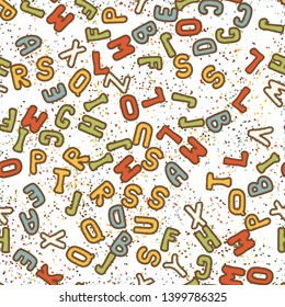 Seamless composition of chaos letters and abstract elements.