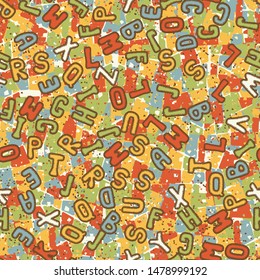 Seamless composition of chaos letters and abstract elements.
