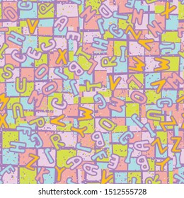 Seamless composition of chaos letters and abstract elements.
