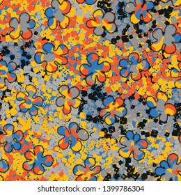 Seamless composition from chaos of motley blobs and abstract elements.