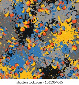 Seamless composition from chaos of motley blobs and abstract elements.