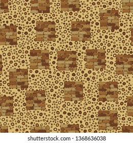 Seamless composition of chaos of square brick walls and abstract elements.