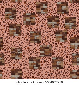 Seamless composition of chaos of square brick walls and abstract elements.
