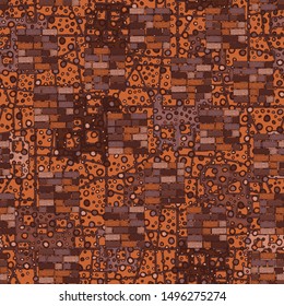 Seamless composition of chaos of square brick walls and abstract elements.