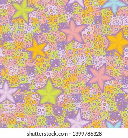 Seamless composition from chaos of starfishes and abstract elements.