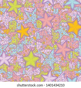 Seamless composition from chaos of starfishes and abstract elements.