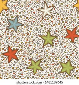 Seamless composition from chaos of starfishes and abstract elements.