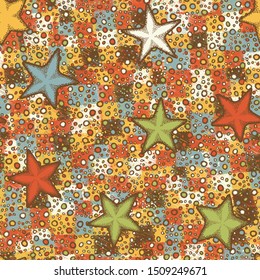 Seamless composition from chaos of starfishes and abstract elements.