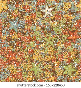 Seamless composition from chaos of starfishes and abstract elements.