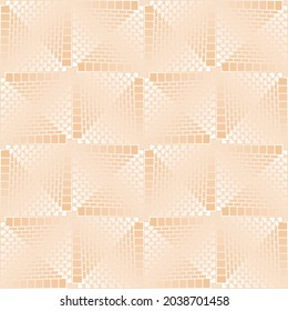 Eine nahtlose Komposition von geschichteten Quadraten in einem karierten Muster mit der Illusion der Krümmung. Beige Schattierungen.